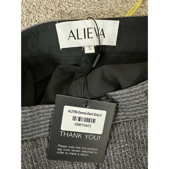 Alieva Women’s Pants DONNA TITANIUM FOILED METALLIC CHARCOAL Size S New - Picture 8 of 16
